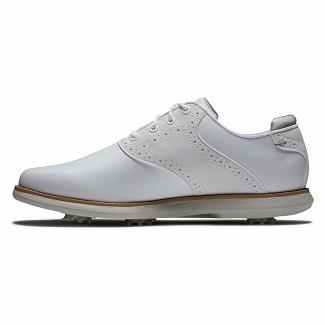 Women's Footjoy Traditions Spikes Golf Shoes White NZ-194815